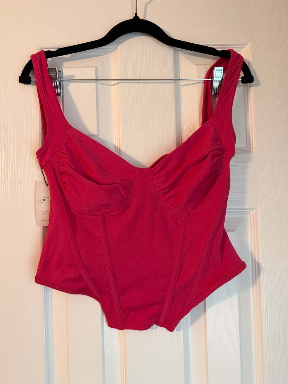 Cider Hot Pink Structured Bustier Top